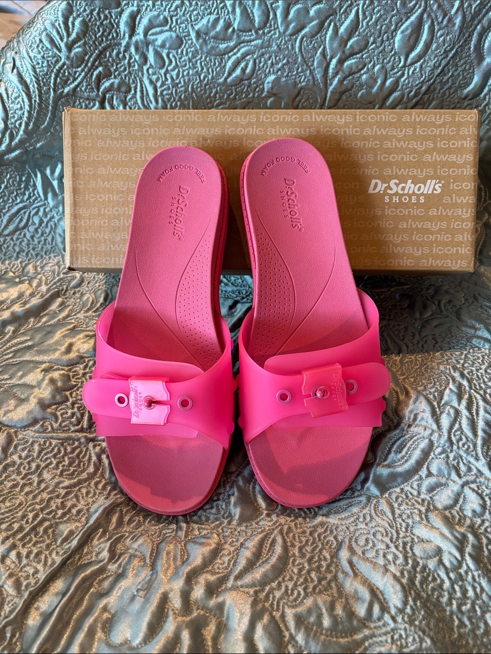 Dr. Scholl's Hot Pink Adjustable Slide Sandals